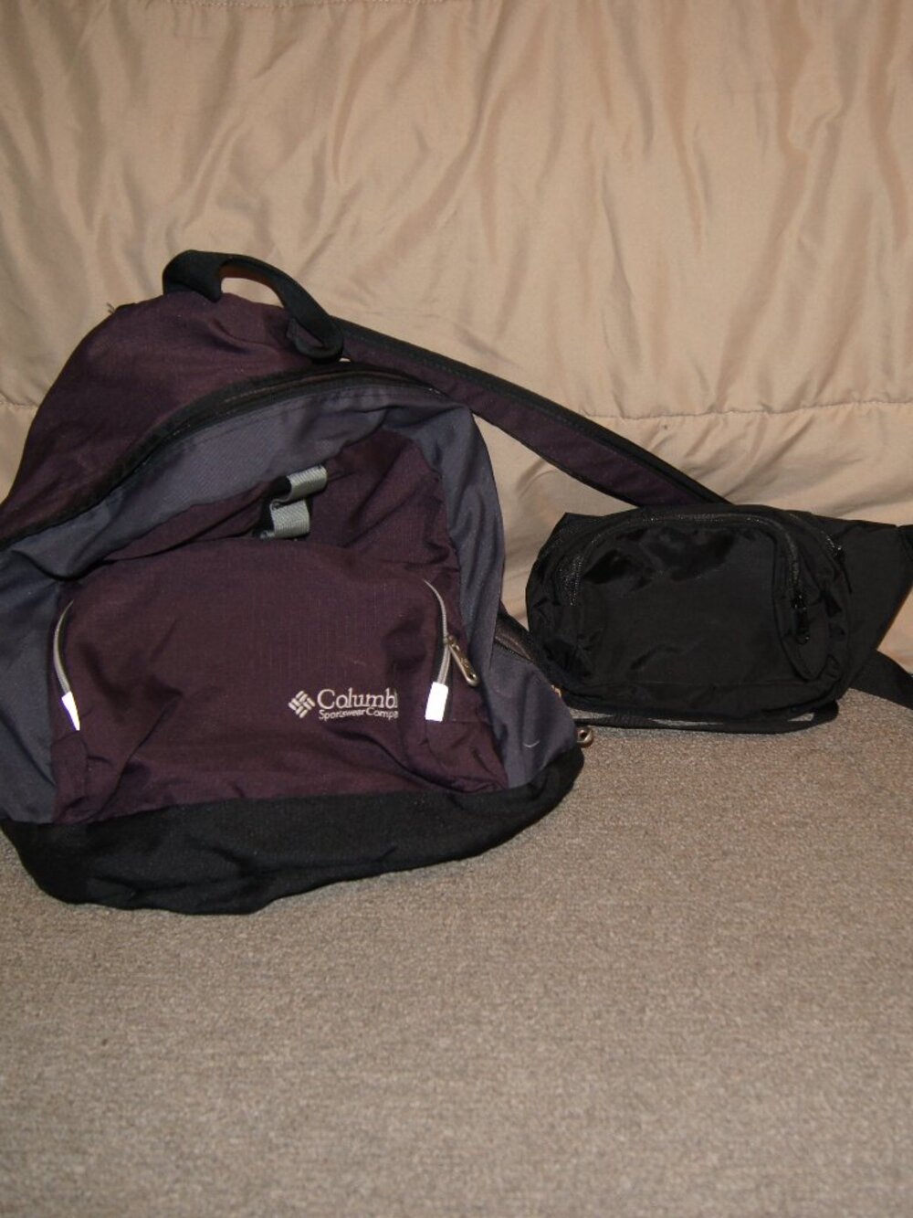 Columbia Backpack, and free waist pack